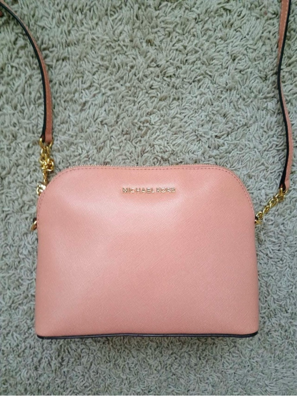 NWT Michael Kors Cindy Dome Leather Crossbody Peach - Picture 2 of 16